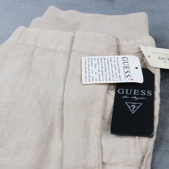 Guess Linen Blend Jogger Pants Women S Beige Casual Elastic Waist NWT Read - Picture 5 of 15